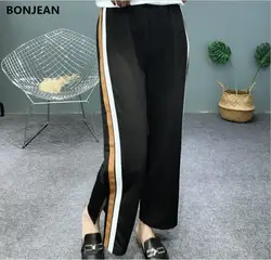 Pantalon Mujer, распродажа, бесплатная доставка, Корейская версия 2019, весенне-летняя мода, новый уличный свободный крой, штаны, боковые штаны