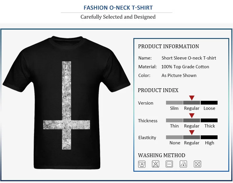 Round Collar Pure Cotton Male T Shirt Printed On Short Sleeve Tops Shirt Plain Custom Tee Shirt Inverted Cross - Grunge Inverted Cross - Grunge
