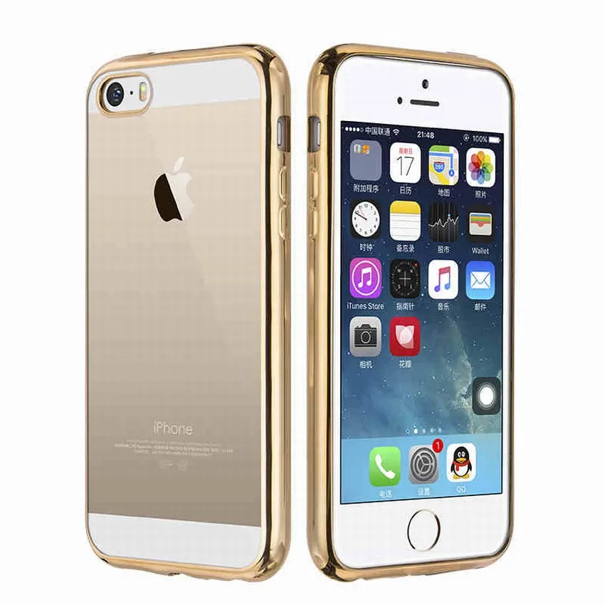 For telefoon hoesjes iPhone 5S Case bling plating border frame Soft Gel TPU shell bumper Cover for Apple iphone 5/5s Gold|cover a4|cover armycover rack - AliExpress