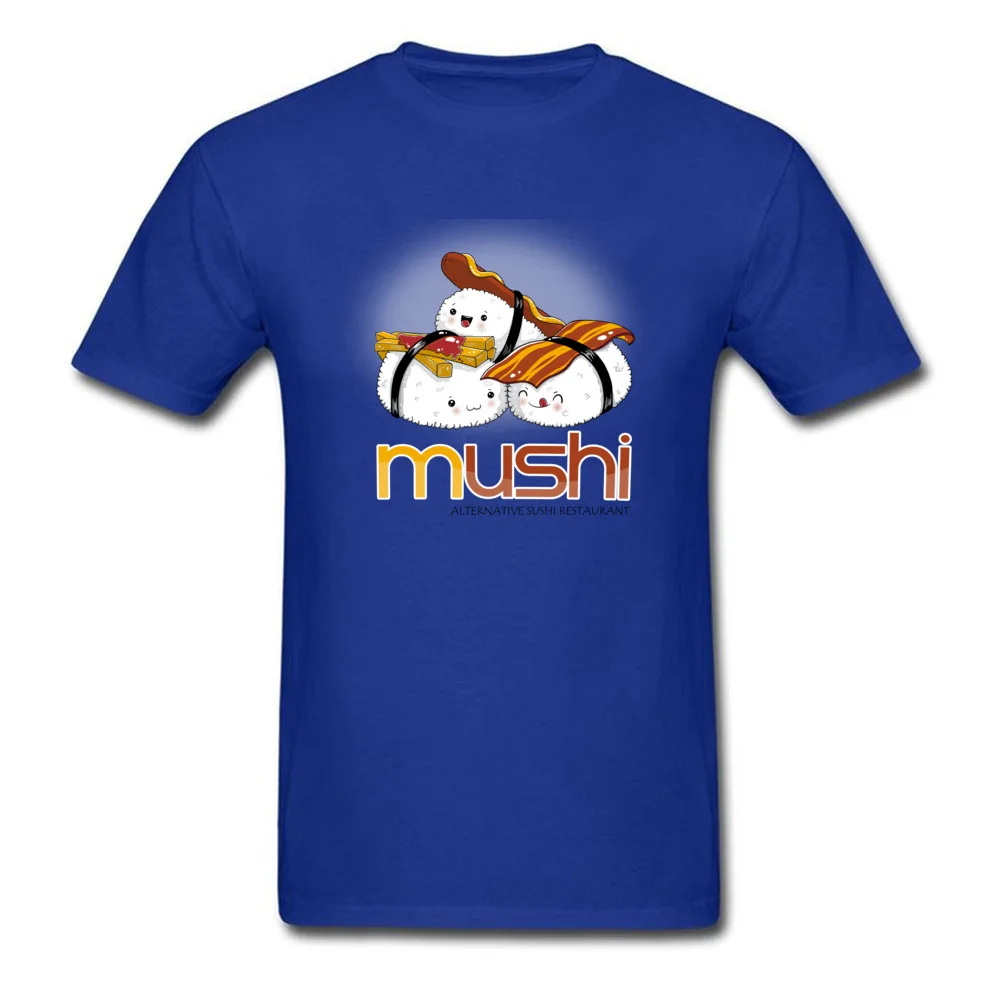 100% Cotton Men Short Sleeve Mushi T-shirts Custom Tops Shirt Graphic Camisa Crew Neck Clothing Shirt Free Shipping Mushi blue