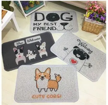 

Puppy Corgi dog PVC wire ring rug mat doormat dust removal carpet home decoration anti slip household