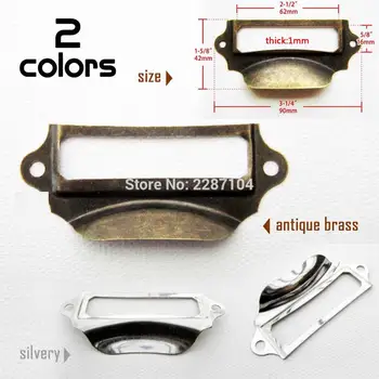 

12pcs Heavy Duty Large Antique Brass Silvery Furniture Cabinet Drawer Label Pull Frame Handle File Name Card Tag Holder 42x90mm