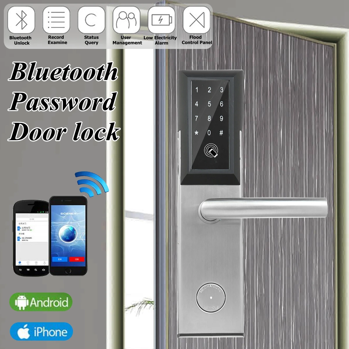 Koop Bluetooth Digitale Wachtwoord Smart Card Deurslot Toetsenbord Touch Screen Elektrische Slot voor Huis Appartement Hotelkamer