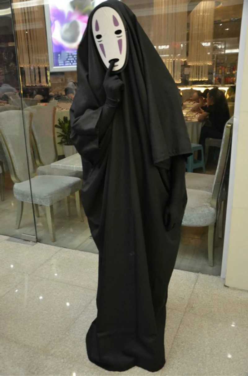 1 Set No Face Male Cosplay Costume Anime Costume Faceless With Mask Ghost Halloween Costume COS Clothes Mask Gloves Black Purple