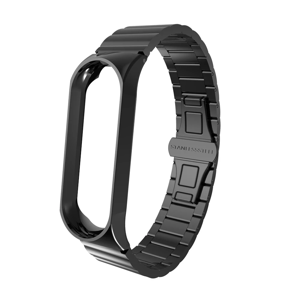 Wrist Band Bracelet Strap for Xiaomi Mi Band 4 3 Metal Bamboo Style Strap Stainless Steel MiBand 4 Wrist Band Screwless Belt