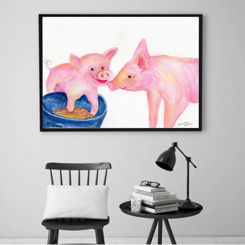 Мультфильм украшения Картина Wall Art милые розовые свинки одежда для родителей и