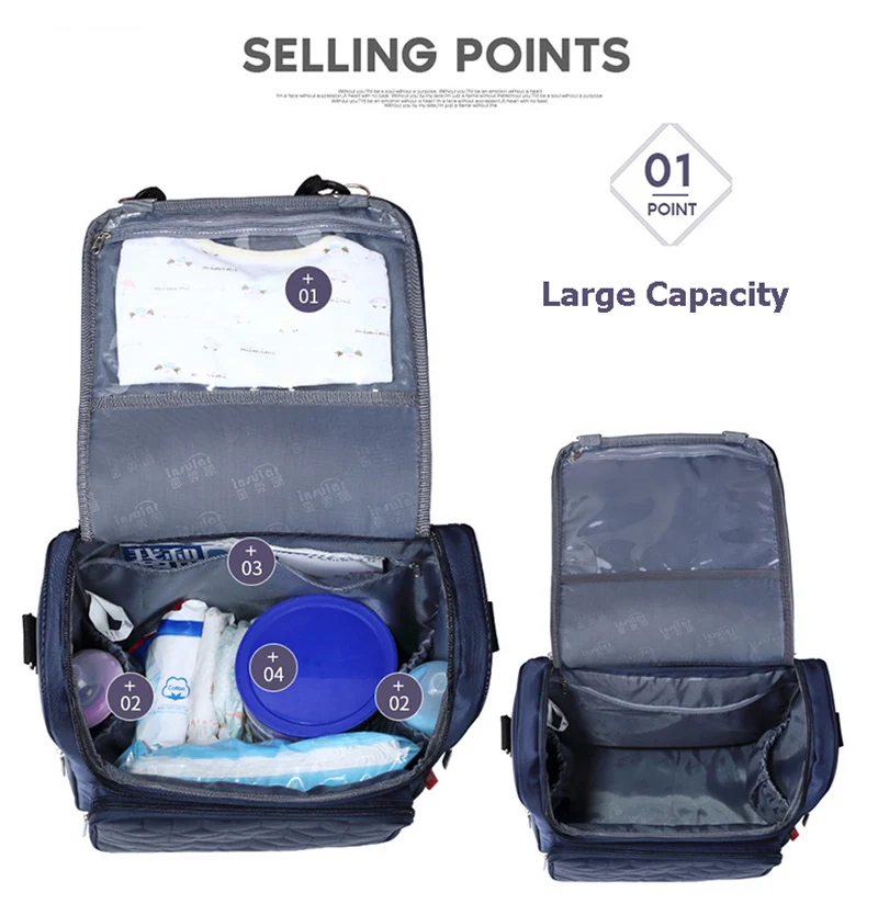 Baby Diaper Bag 4 PcsSet Waterproof Toddler Nappy Bags Multifunction Mummy Baby Care Milk Bottle Insulation Backpack BB6033 (11)