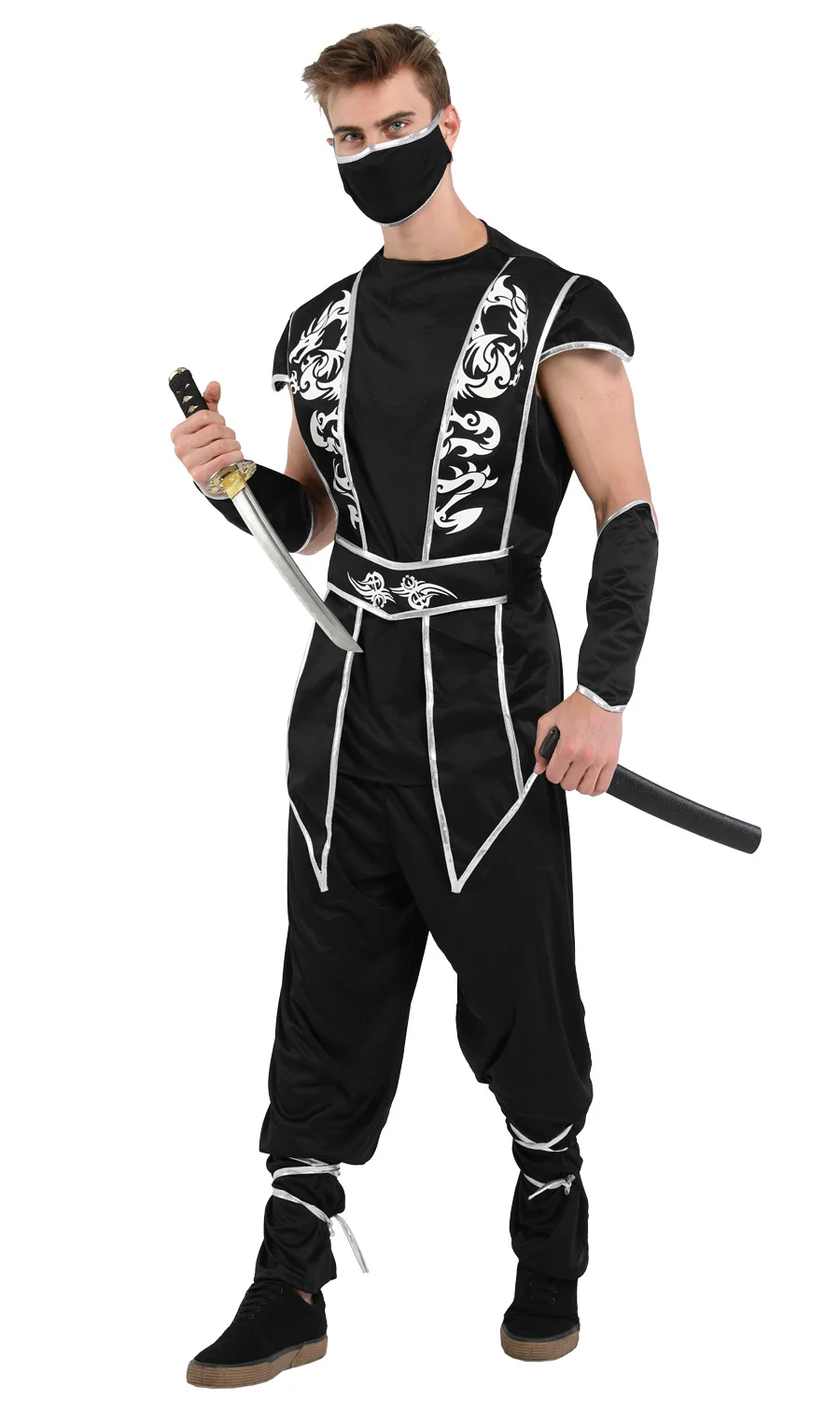 Halloween Cool Man Ninja Costumes, Hokkaido Samurai Suit, Japanese
