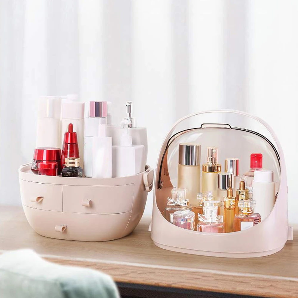 

2 Type Of Large Capacity Makeup Organizer Cosmetic Storage Box Portable Jewelry Container Dustproof Drawer Waterproof With Lid