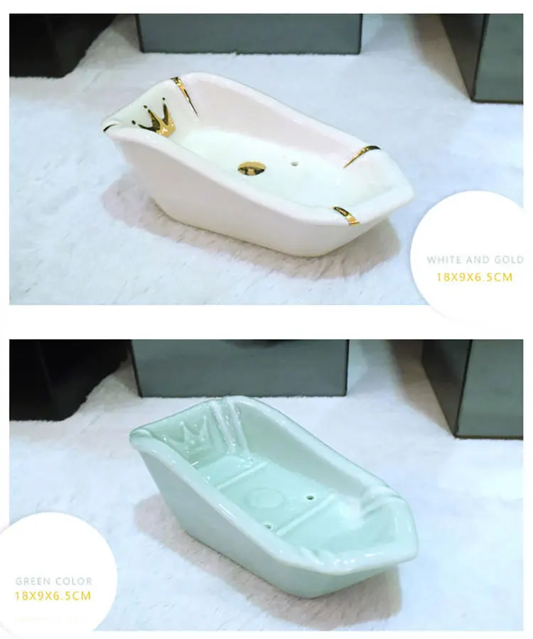 European Ceramic Small Bath Soap Box Drain Soap Tray for Bathroom Hotel Restaurant Soap Dish Holder Originality Wedding Gifts