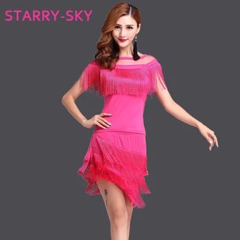 

Sexy Women Latin Dance Dress Tassel Fringe Dresses Ballroom Latin Salsa Dancewear Dancing Costumes For Ladies Latina Dress