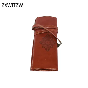 

2pcs high quality retro pencil case luxury roll leather PU pencil case school student supplies
