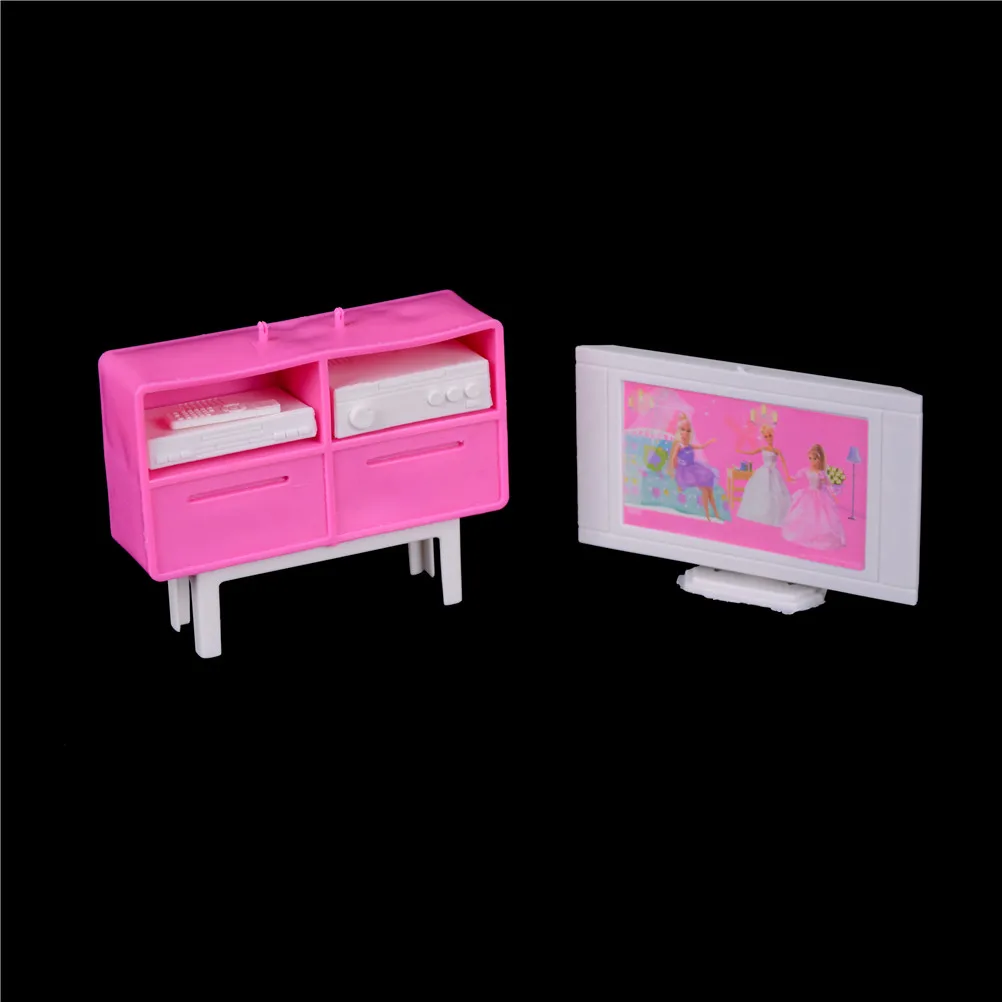 البلاستيك اللعب التلفزيون خِزانة خشبية لحمل التلفاز 1/6 مقياس ل بيت دمية الأثاث