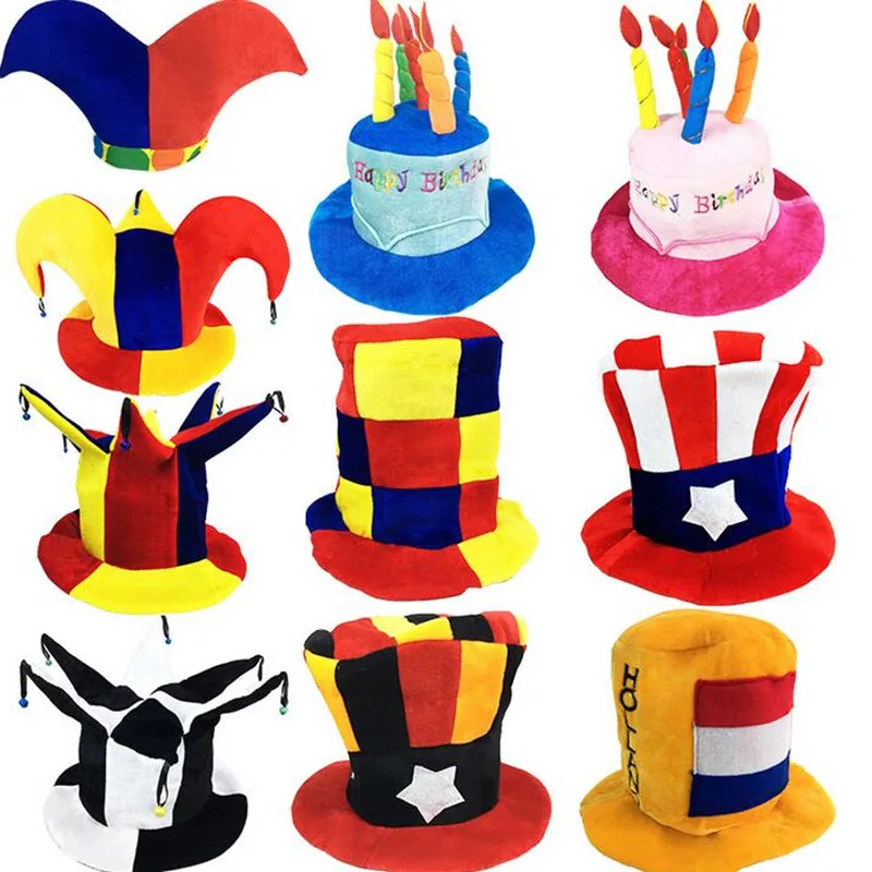 

New Colorful Circus Clown Hat Kids Adults Beer Carnival Party Hats Halloween Fancy Dress Decoration