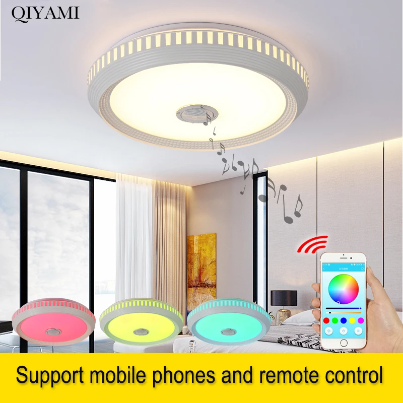 

Modern Bluetooth Speaker led Ceiling Lights Remote Control Living Room Lighting Fixture Bedroom RGB surface mount Lamp Dimmable