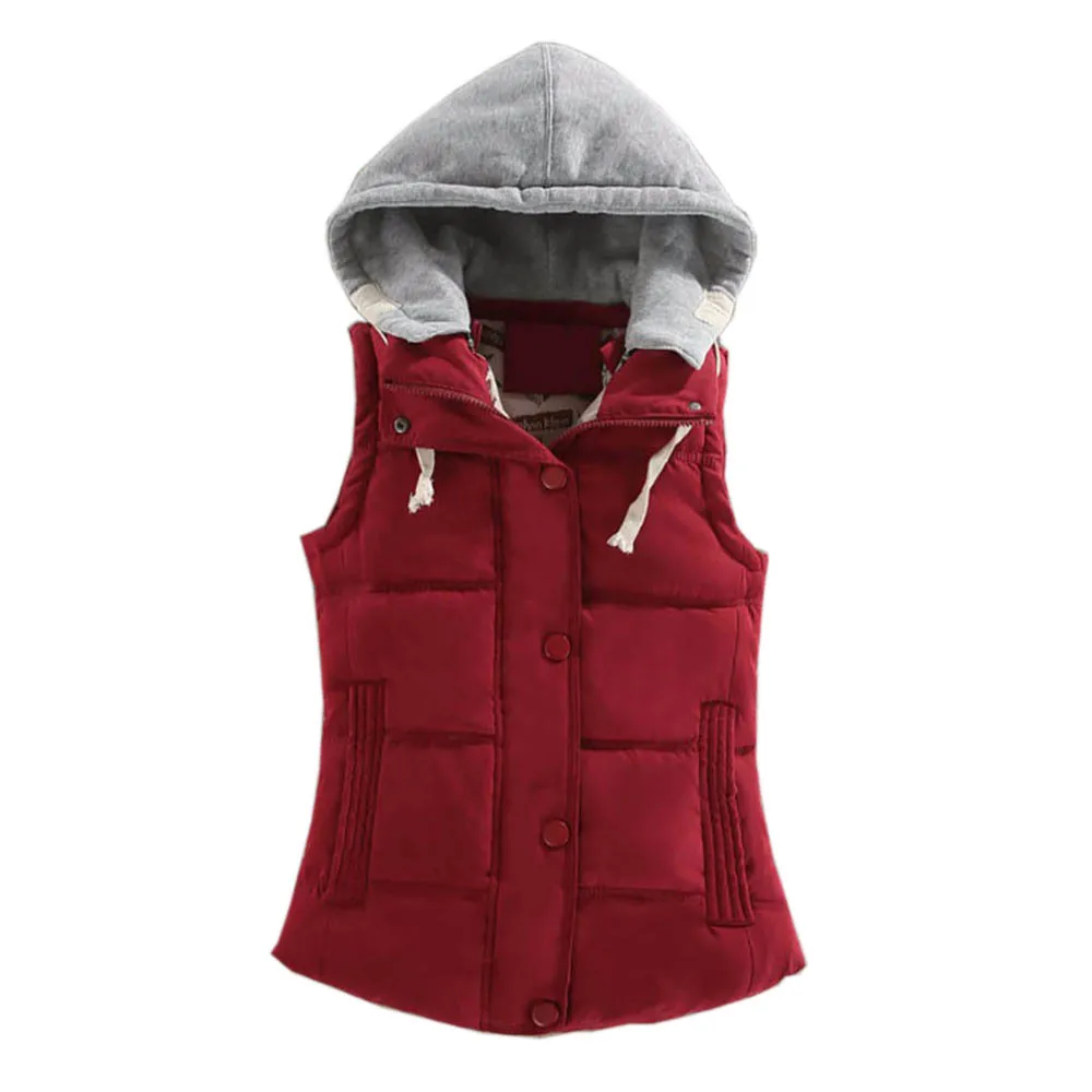 Hooded Winter Vest Women Autumn Cotton Veste Femme Waistcoat Couple