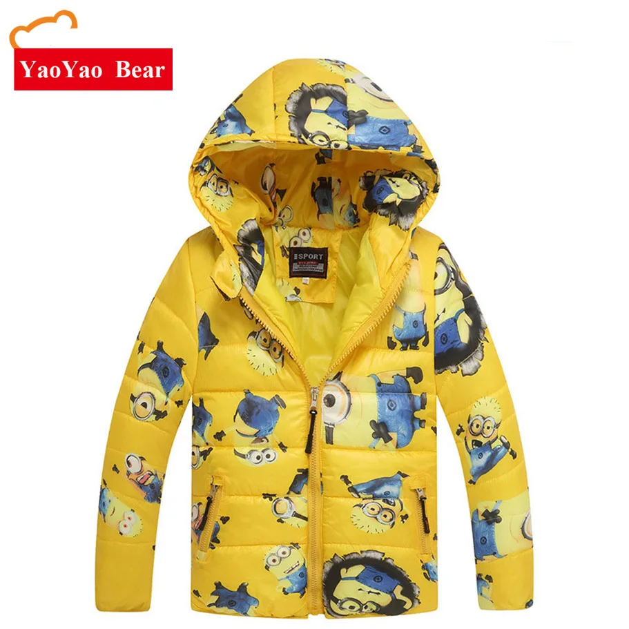 

Minion Boy Coats Hooded High Quality Character Winter Boy Kids Jackets Coat Long Sleeve Wadded Children Clothing Outwear 3-7y
