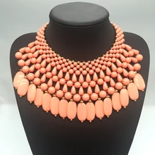 Boho chic perla de resina collar maxi grandes accesorios de joyería étnica de la vendimia de las mujeres/collares grandes/max colar grande/colier femme