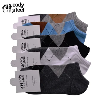 

10pieces=5pair/lot Fashion Short Socks Men Diamond Lattice Casual Man Cotton Socks Comfortable Breathable Male Socks