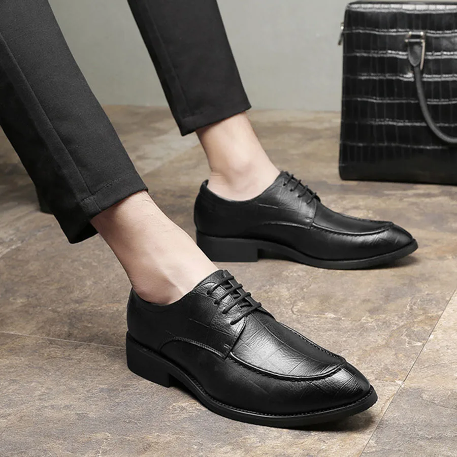 Retro Apontado Casuais De amp; Homens Britânico Negócios Cavalheiro Dos Maré Couro Sapatos Macio Respirável Preto Dedo Confortáveis marrom Nice Rendas qwPRFP