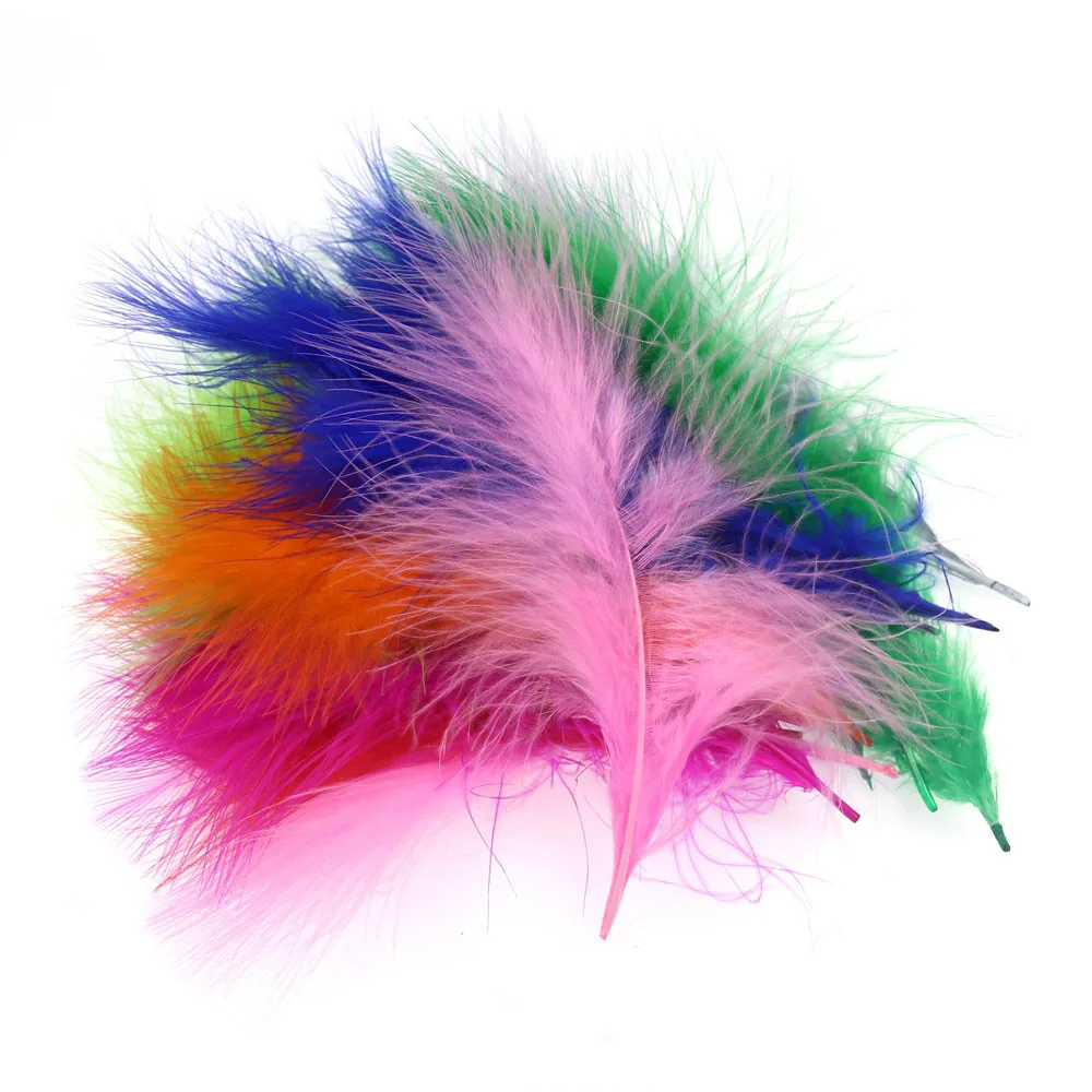 

50pcs/Pack Fish Tying Material Colored Long Marabou Feather for Streamer Fly Lead Jig Woolly Bugger Leech Fly Bait