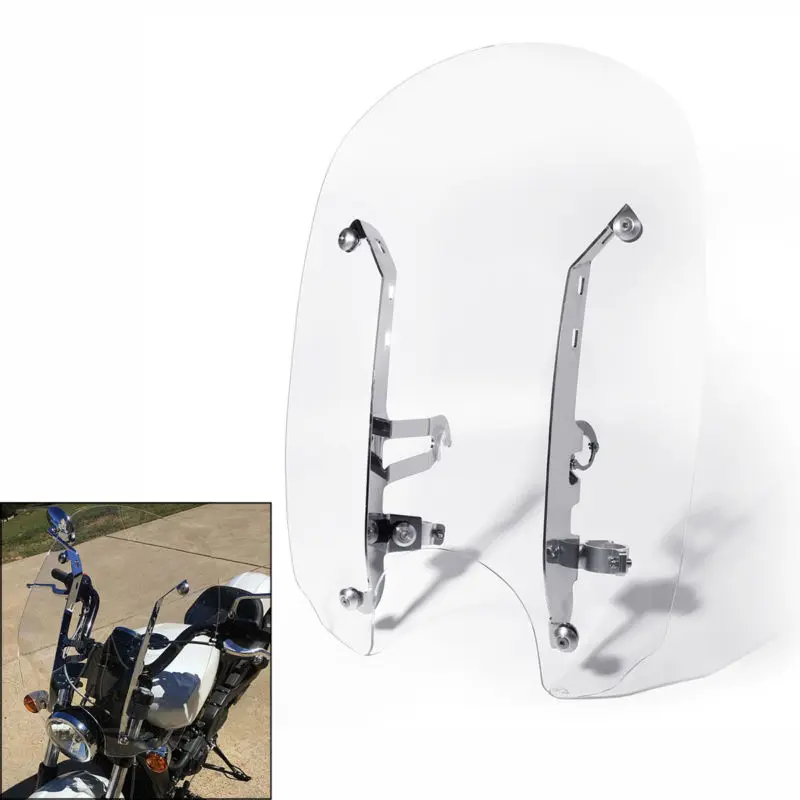 Motorcycle 20'' Clear Windshields Windscreen W/ Mounting hardware For