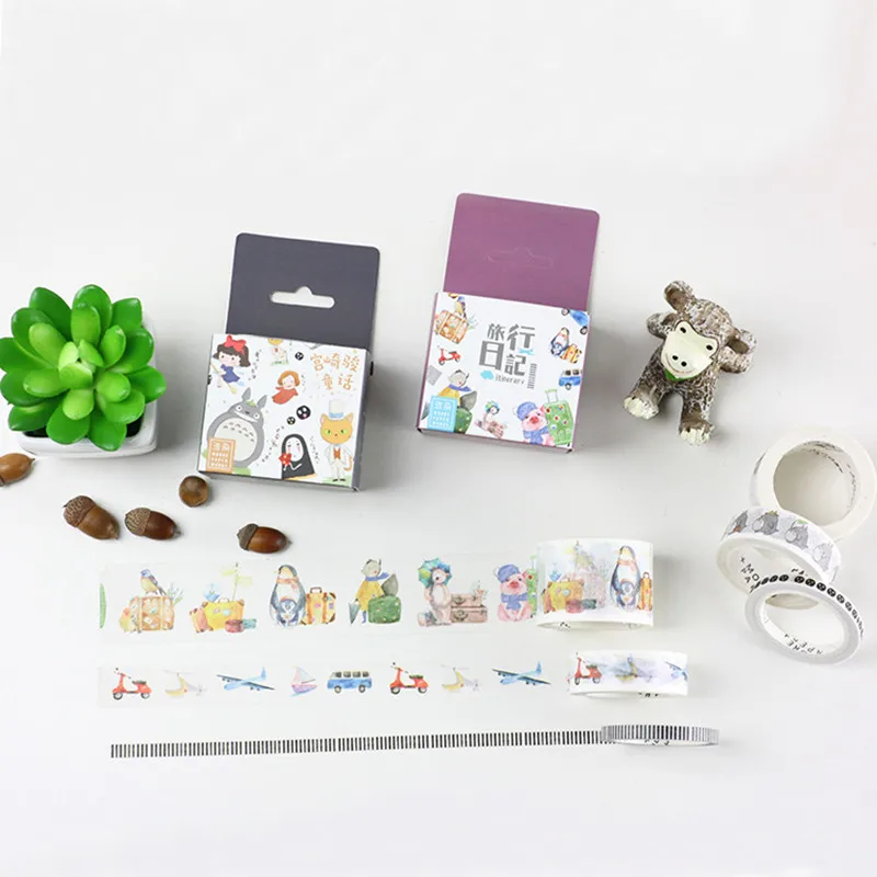 

(3 rolls/lot)Travel Anime Cartoon Washi Tape DIY Decorative Scrapbook Masking Tape Office Adhesive Tape Stationery Label