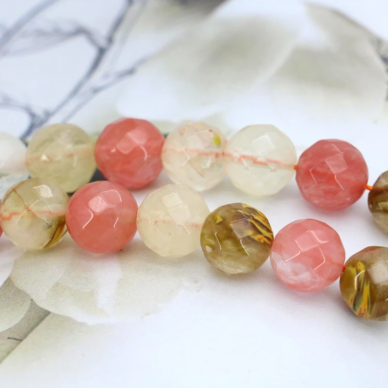 

12mm Pink Multicolor Watermelon Tourmaline Faceted 15" Round Loose Beads DIY Suitable Women Making Jewelry