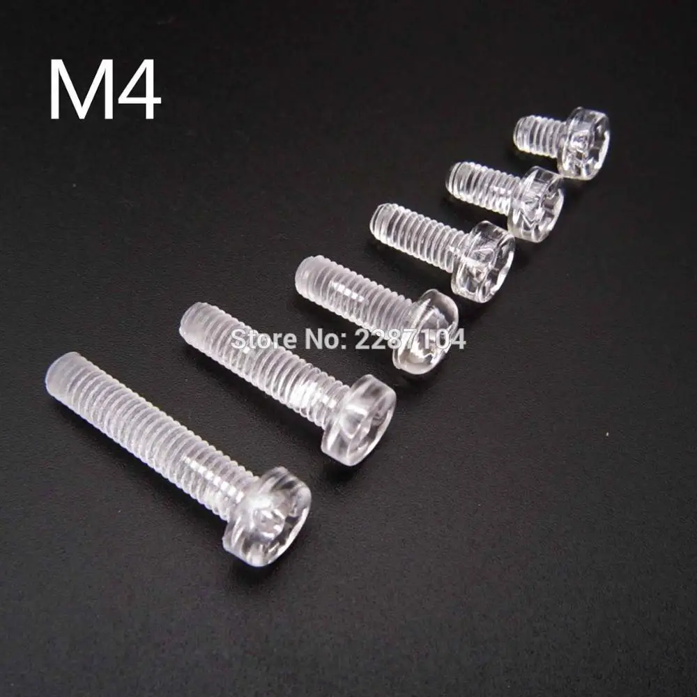 25 шт акриловый прозрачный пластиковый нейлон M3 M4 круглая сковорода Phillips крест болт с головкой длина = 4-25 мм