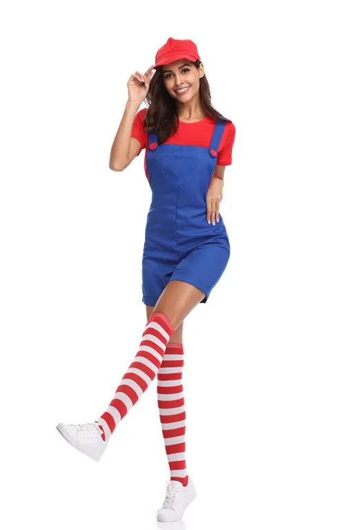 4 шт Забавный Super Mario Luigi брат костюм для взрослых женщин на Хеллоуин Fantasia комбинезон для косплея