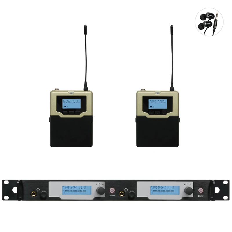 Профессиональная беспроводная система для ушей UHF PLL 2 передатчика приемника