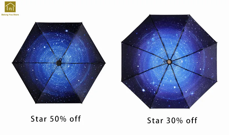 Звездное небо Для женщин зонт, складной зонт Ветрозащитный УФ-Ван Гог дождь козырек от солнца Guarda Chuva Для женщин Звездное ночные зонтики QKW245