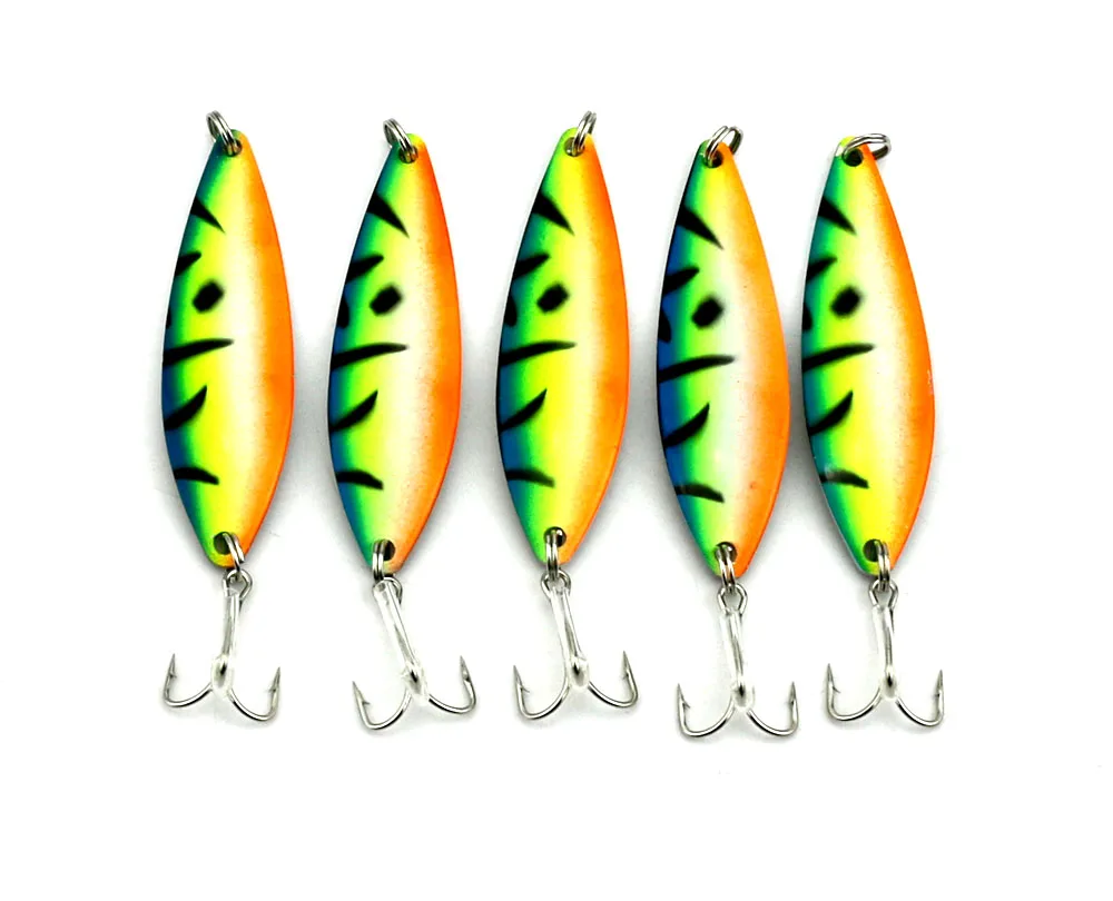 Isca de Pesca Artificial Girador Isca 7.3cm 16.6g Metal Colher Dura Sequin Paillette Agudos Gancho Pesca Equipamento 5 Pçs
