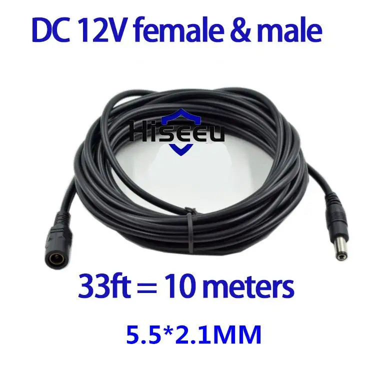  30FT 10M 5.5mm x 2.1mm 5.5/2.1mm 12V DC Male Female Extension Cable Cord 20AWG for CCTV Camera & Ro - 32582563922