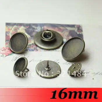 

Free shipping!!!! 16mm 300sets /lot Antique Bronze Round Cameo Cabochon Setting Brooches brooch base brooch blanks
