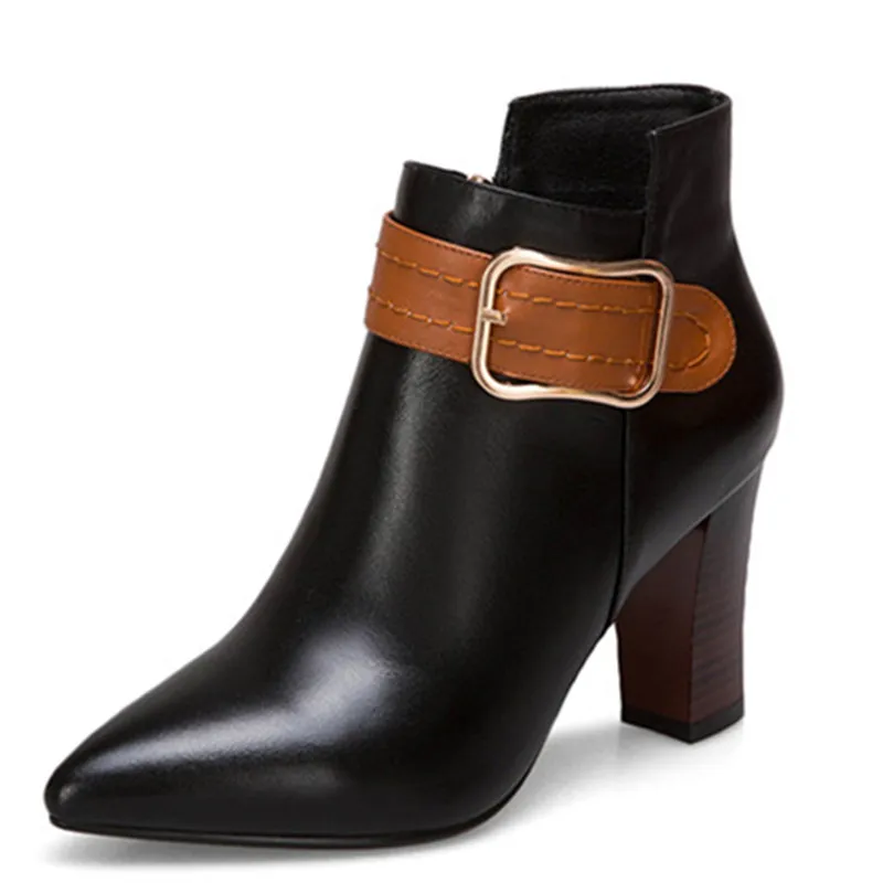 

LOVEXSS Woman Autumn Winter Zipper Ankle Boots Fashion Plus Size 33 43 Martin Boots Black Apricot High Heeled Shoes 2018