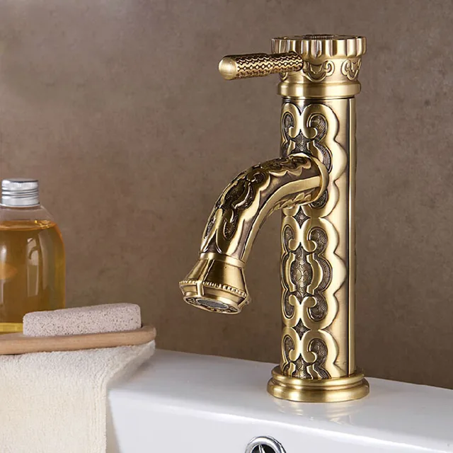 luxury artisitic polished brass bathroom faucet vessel basin sink