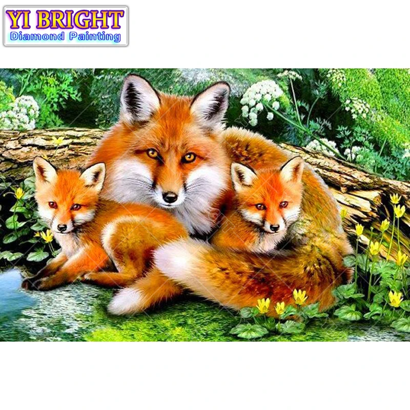

5D Diy diamond painting cross stitch "Three Foxs" Full Round Diamond embroidery Needlework Rhinestone Mosaic Crafts 1010
