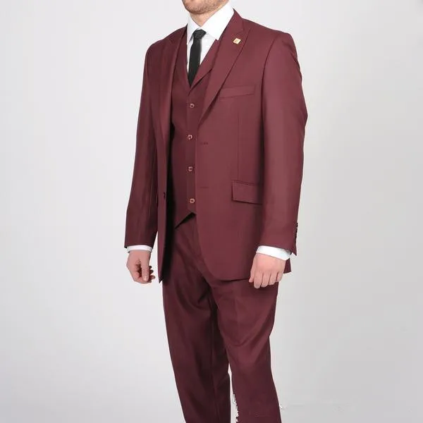 (Пиджак + брюки + жилет + галстук) красный Высокое качество модная нарядная куртка мужской костюм из 3 предметов костюм Homme Terno максимумом