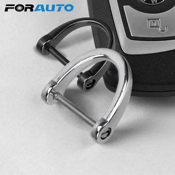 

FORAUTO Car Keychain D Shape Horseshoe Key Holder Key Ring Thick Rod Metal Key Rings Classic Car-styling Interior Accessories