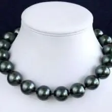 14 мм AAA Южная черная Морская раковина жемчужное ожерелье 18 дюймов белый серебряный кристалл женщин