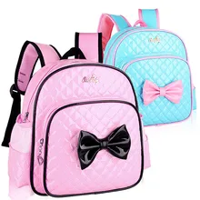 Kids Princess Girls Kindergarten Backpack Children Pink Cute PU Leather Bowknot School Backpacks Daypack Mochila Bag