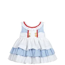 Летние Детские испанские платья для девочек, лоскутное голубое платье с бантом для малышей, детское праздничное платье принцессы
