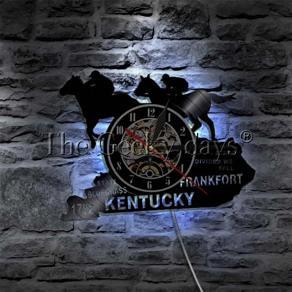 1 قطعة كنتاكي الدولة رمز ساعة حائط كنتاكي الفن مسجل فينيل LP ساعة كنتاكي الحصان سباق شعار الحديثة جدار الفن