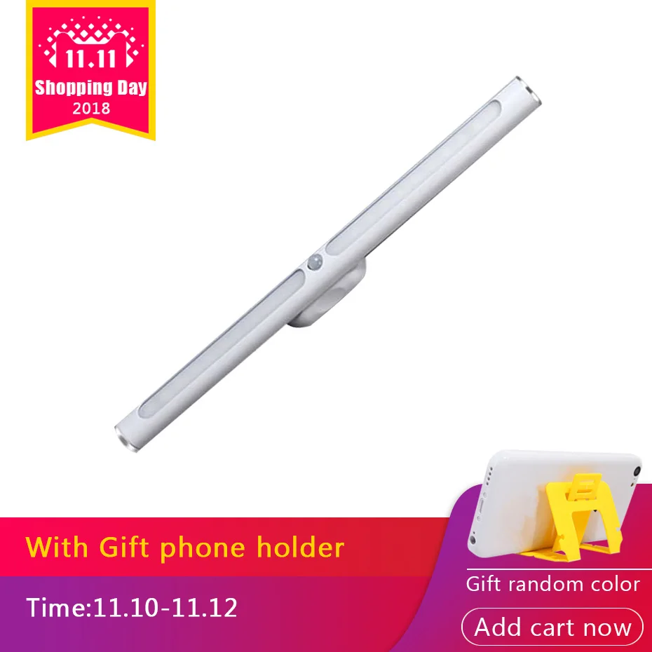 Koop Oplaadbare USB LED Onder Kast Licht PIR Motion Sensor Bar LED Verlichting Voor Thuis Smart Night Lamp Slaapkamer Kast Keuken licht