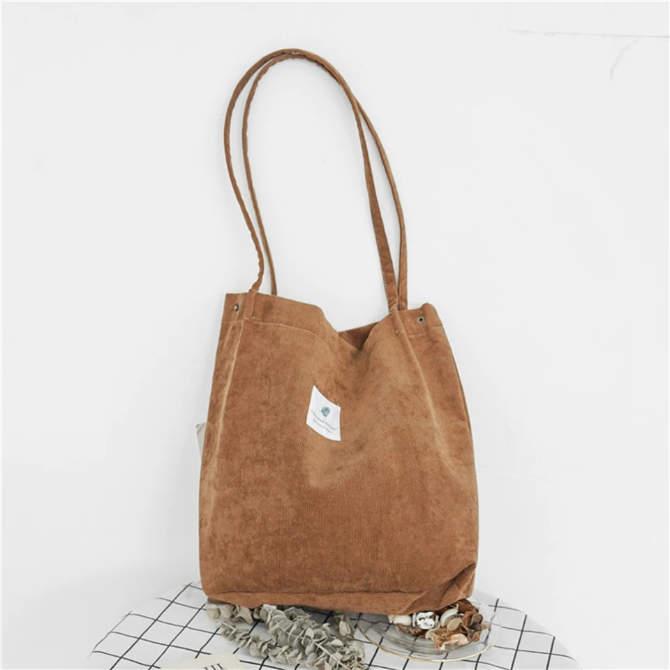 Saco de compras de veludo reutilizável feminino