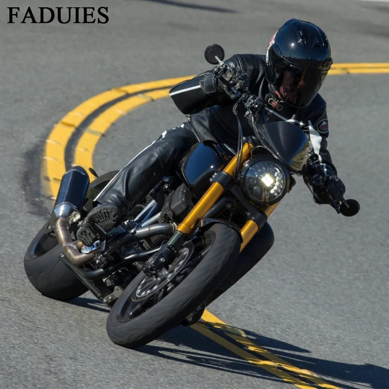 FADUIES 5,7" Круглый мотоцикл Адаптивная светодиодный фары для Harley Sportster Мотоцикл 5 3/4 дюйма черный/хром