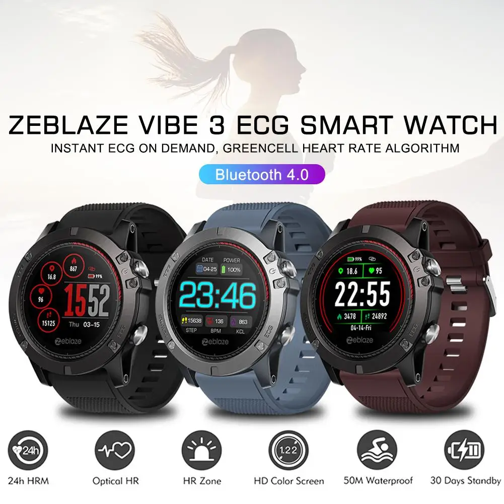 

Zeblaze Vibe 3 ECG Smart Bracelet Fitness Tracker Color Screen IP67 Waterproof Heart Rate Blood Pressure Monitor Sport Watch