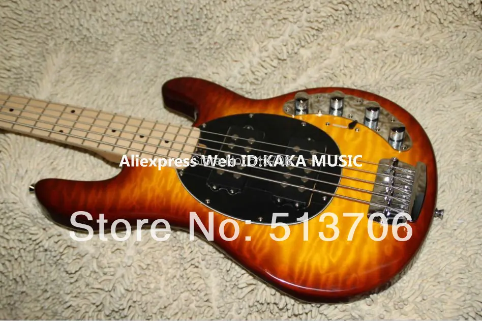 

Wholesale New Arrival Sunburst 5 strings Electric Bass Maple Fingerboard Free Shipping