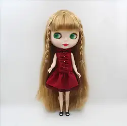 Blygirl, Blyth кукла, золотые челки Прямые волосы, матовое поверхностное покрытие, нормальное тело, 7 суставов, 1/6 кукол, 30 см, можно заменить